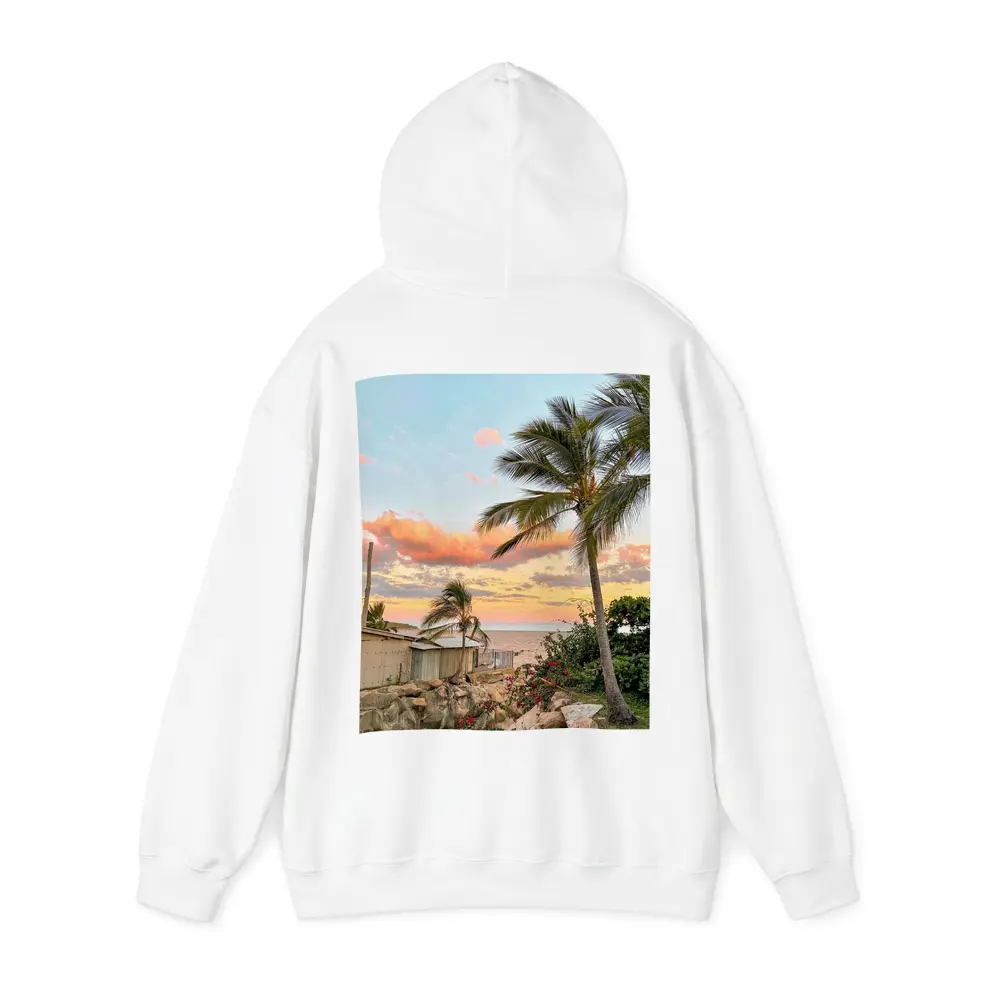 Tropical Beach Sunset Palm Trees Pink Sky – Hoodies