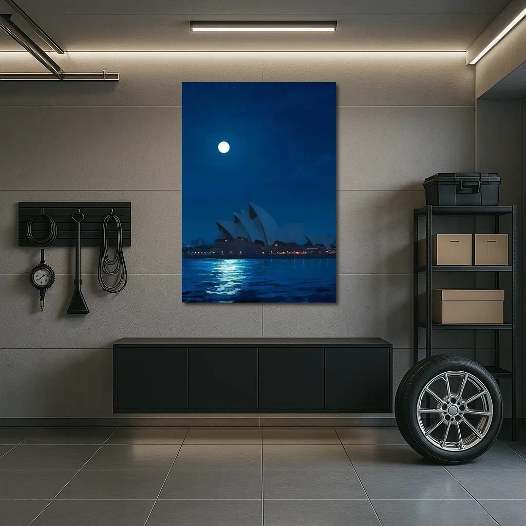 Sydney Opera House Full Moon Night Painting – Wall Art