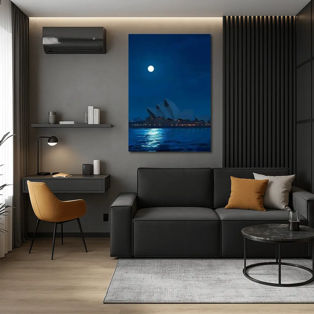 Sydney Opera House Full Moon Night Painting – Wall Art