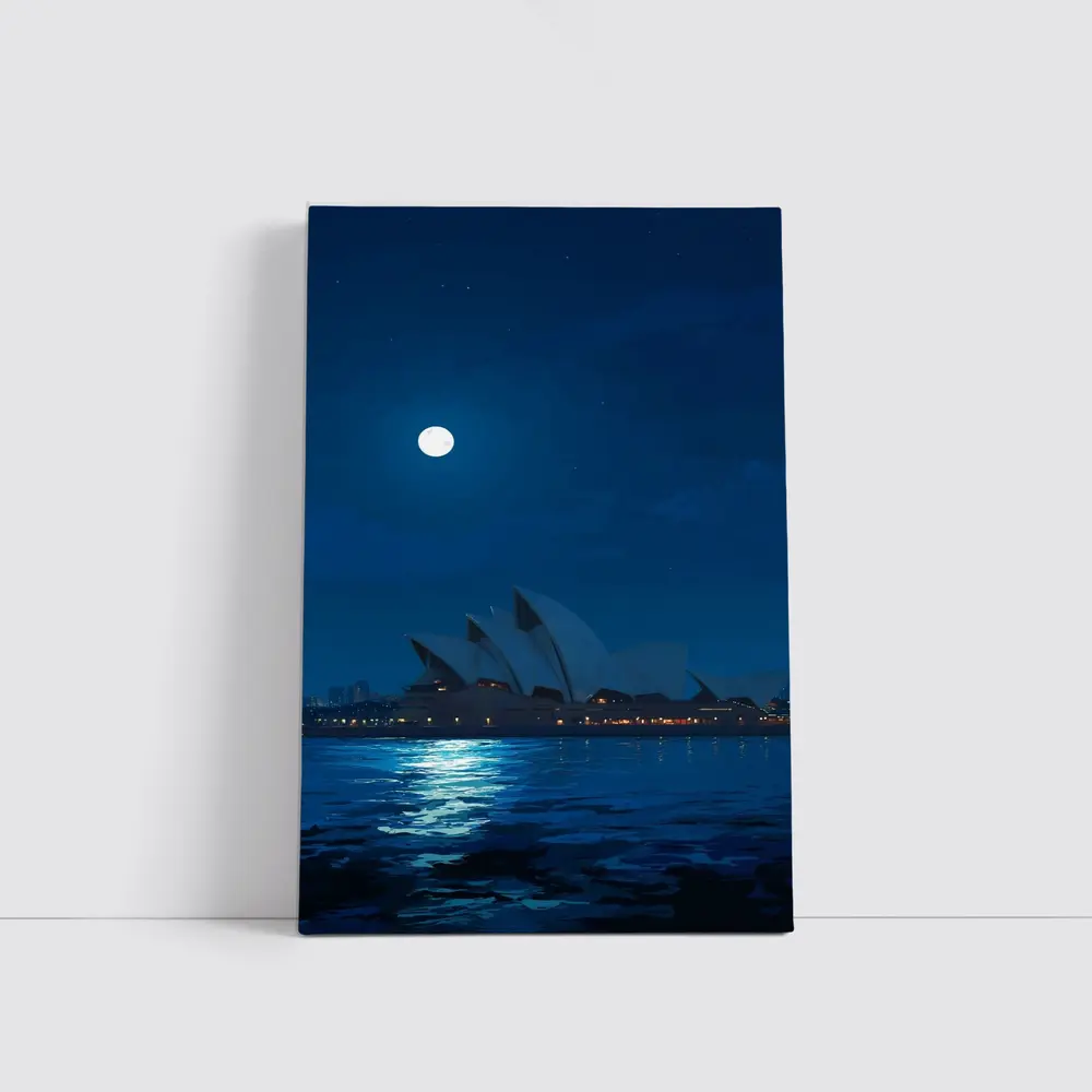 Sydney Opera House Full Moon Night Painting – Wall Art