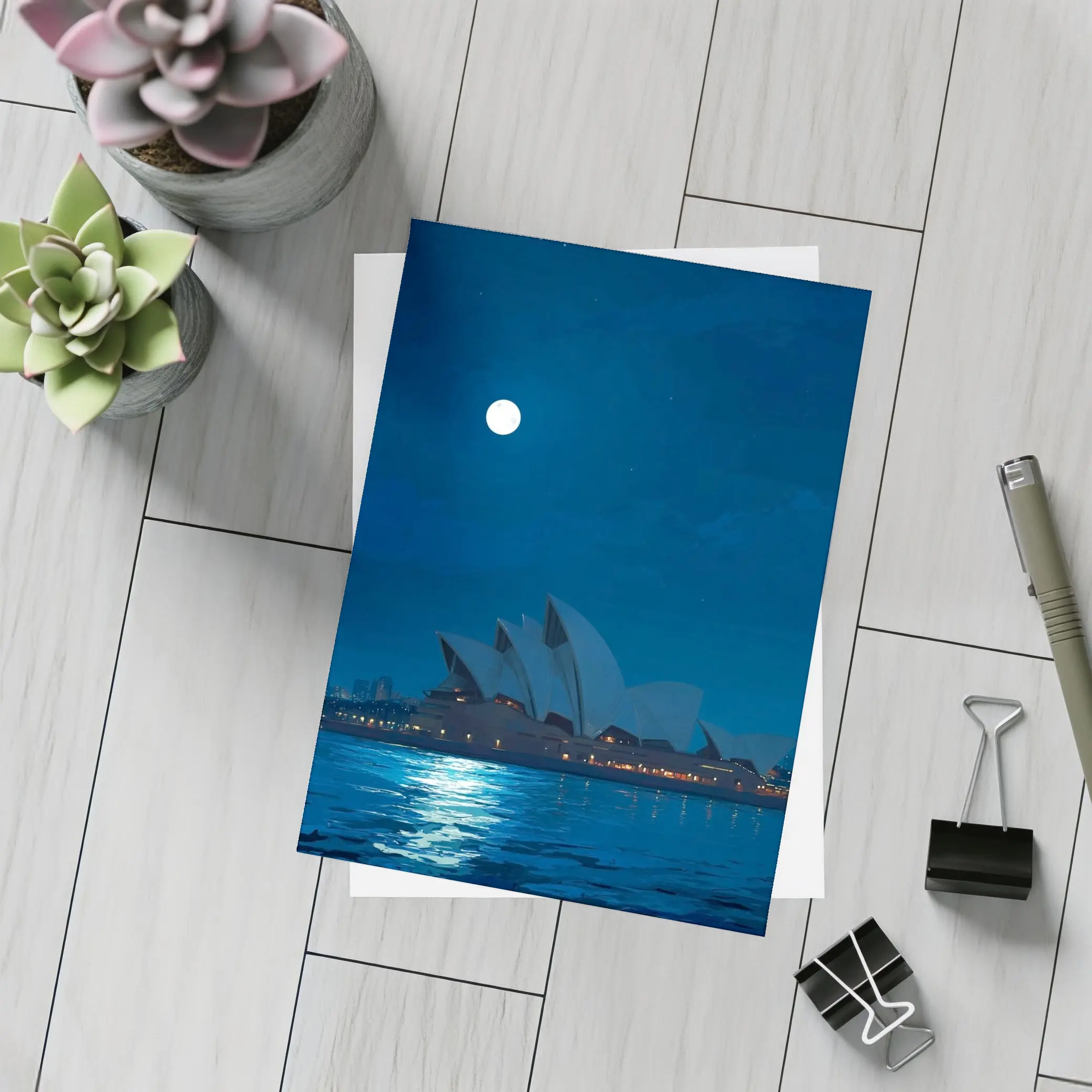 Sydney Opera House Full Moon Night Painting – Postcards