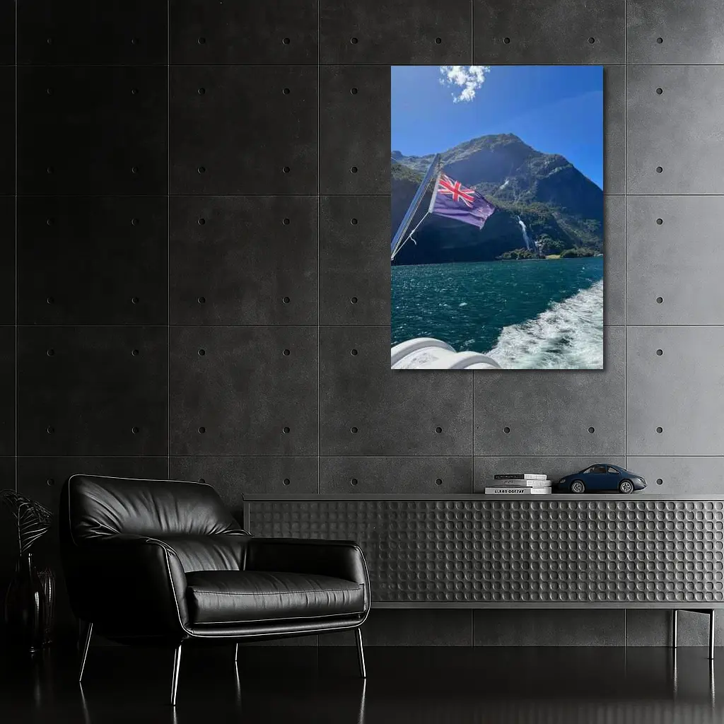 New Zealand Flag Milford Sound Mountain View – Wall Art