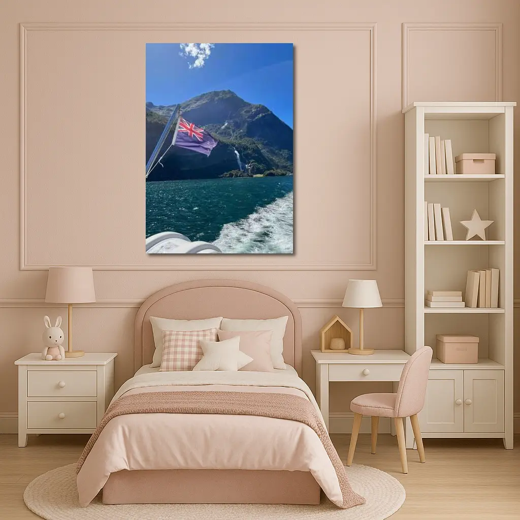 New Zealand Flag Milford Sound Mountain View – Wall Art