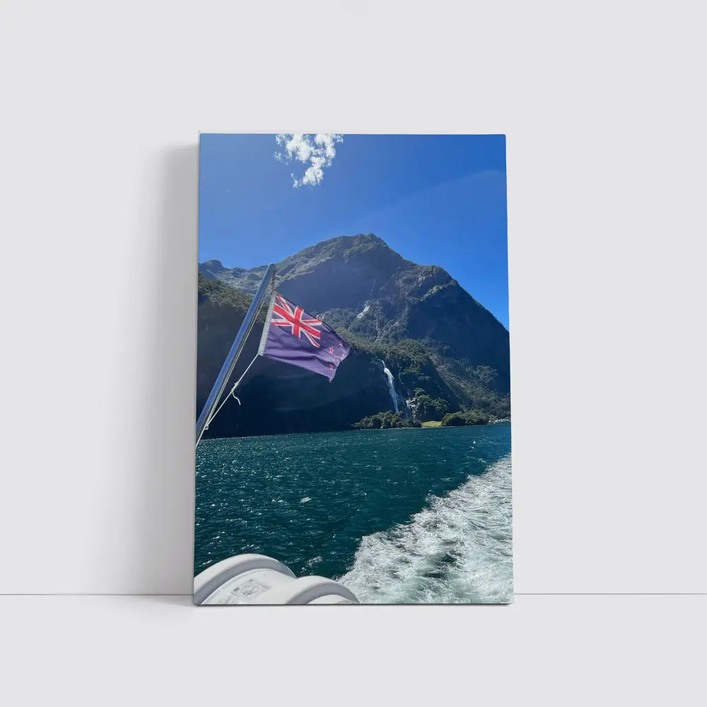 New Zealand Flag Milford Sound Mountain View – Wall Art