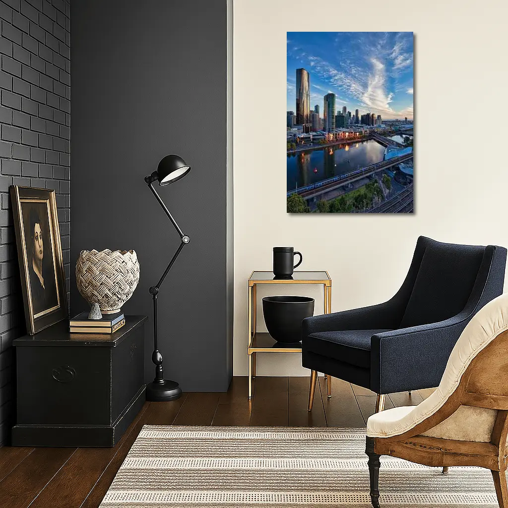 Melbourne Skyline Yarra River Sunset View – Wall Art