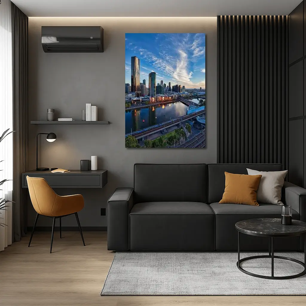 Melbourne Skyline Yarra River Sunset View – Wall Art