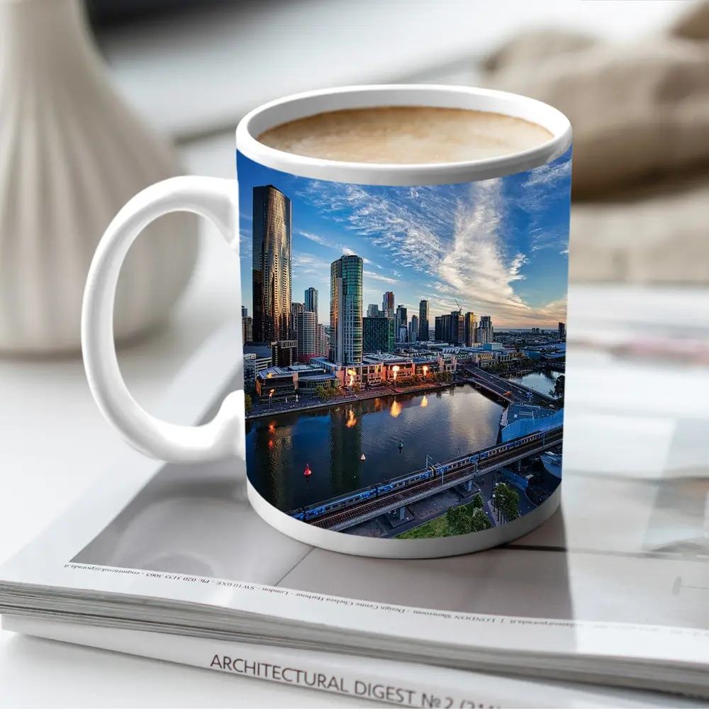 Melbourne Skyline Yarra River Sunset View – Mugs
