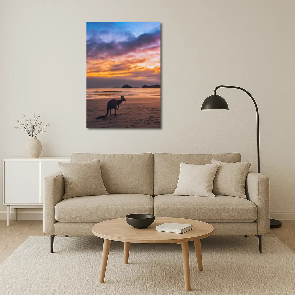 Kangaroo On Beach At Sunset Australia – Wall Art
