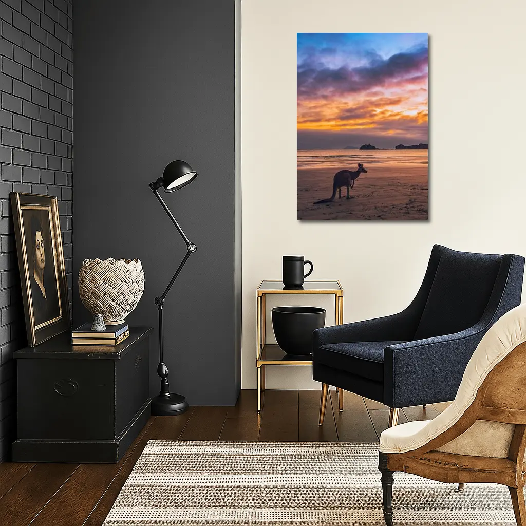 Kangaroo On Beach At Sunset Australia – Wall Art