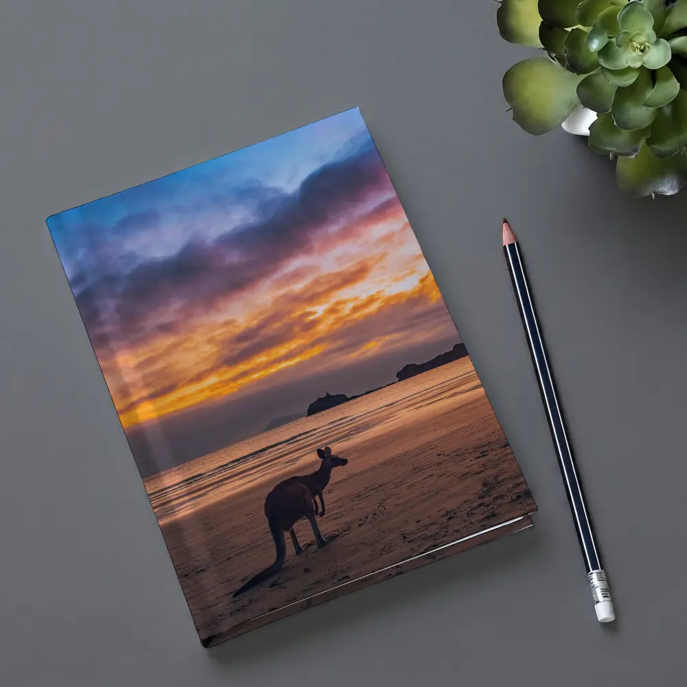 Kangaroo On Beach At Sunset Australia – Notebooks