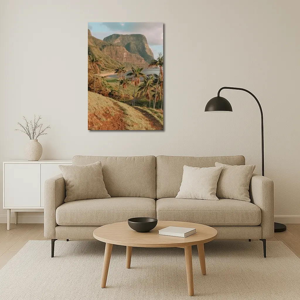 Tropical Palm Trees Mountain Bay Coastal View – Wall Art