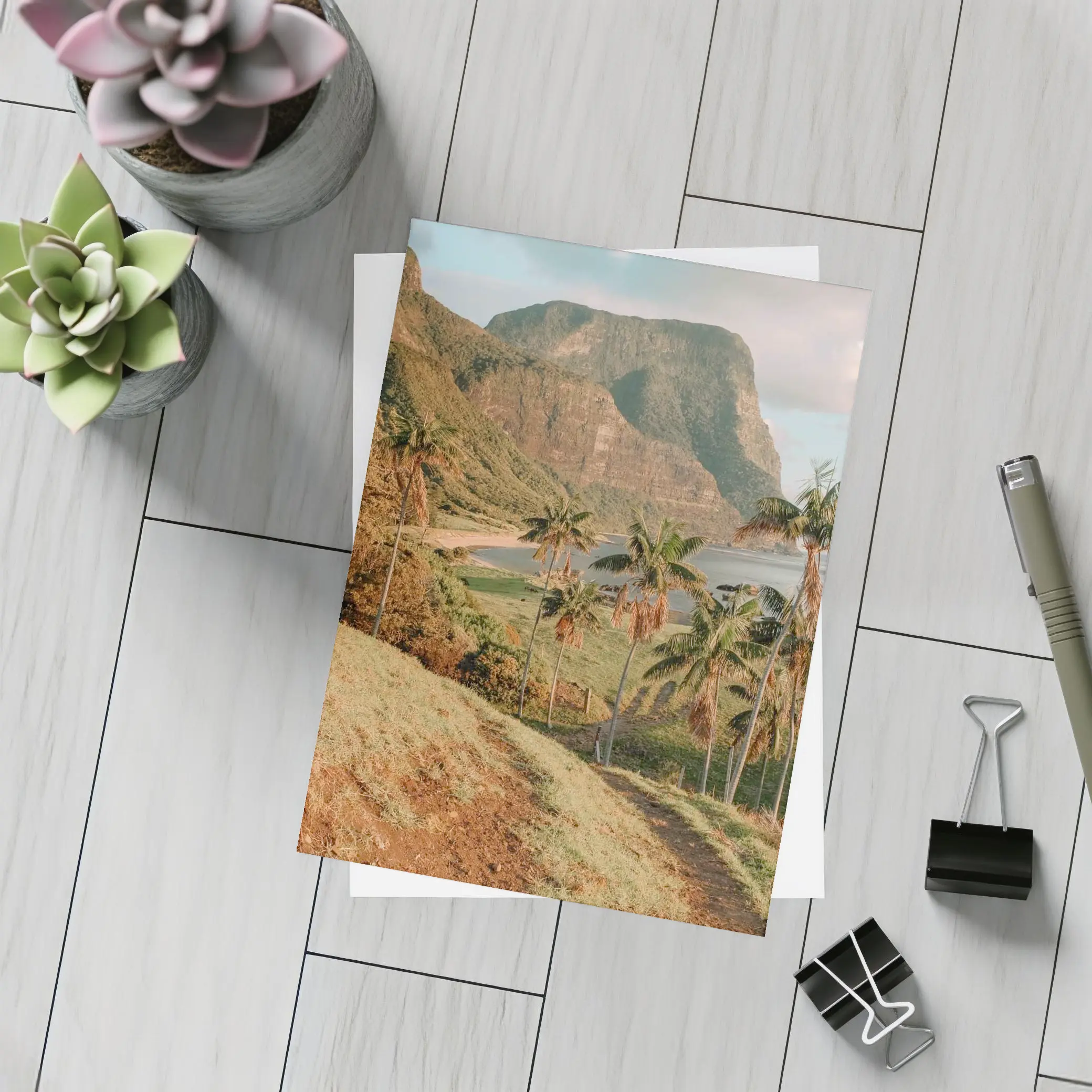 Tropical Palm Trees Mountain Bay Coastal View – Postcards