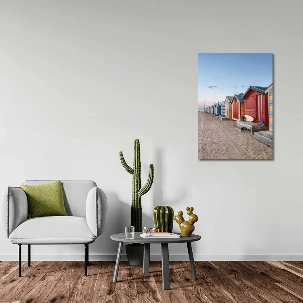 Brighton Beach Huts Colorful Sandy Shore – Wall Art