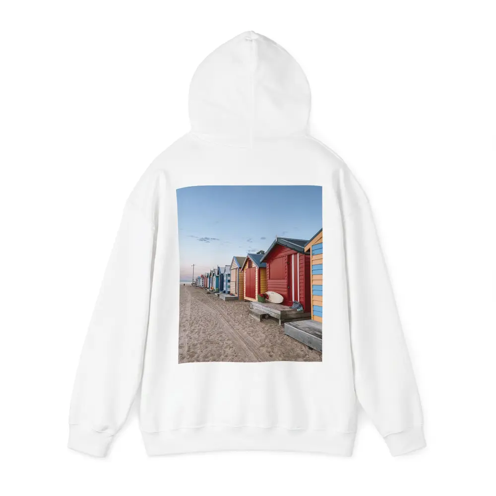 Brighton Beach Huts Colorful Sandy Shore – Hoodies