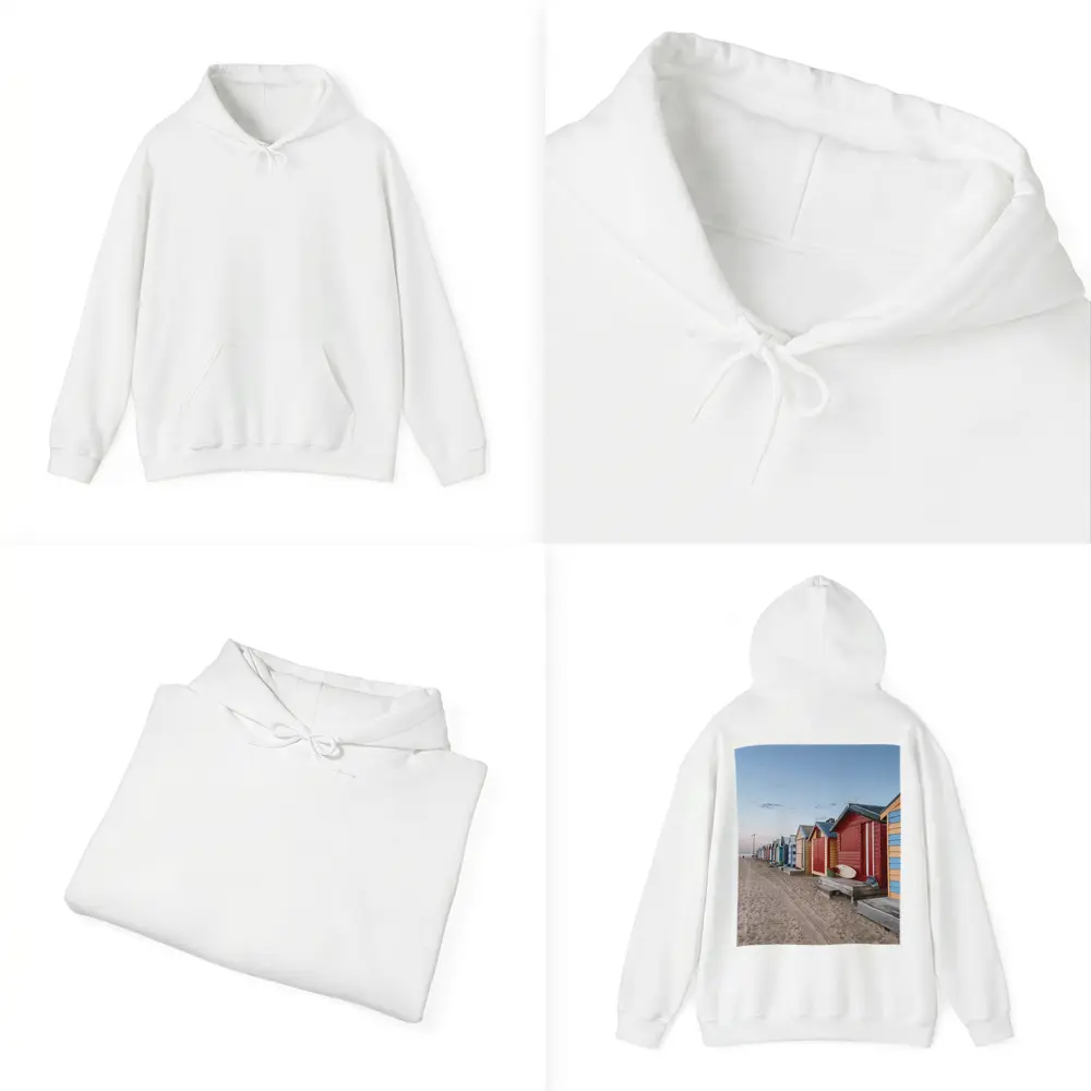 Brighton Beach Huts Colorful Sandy Shore – Hoodies