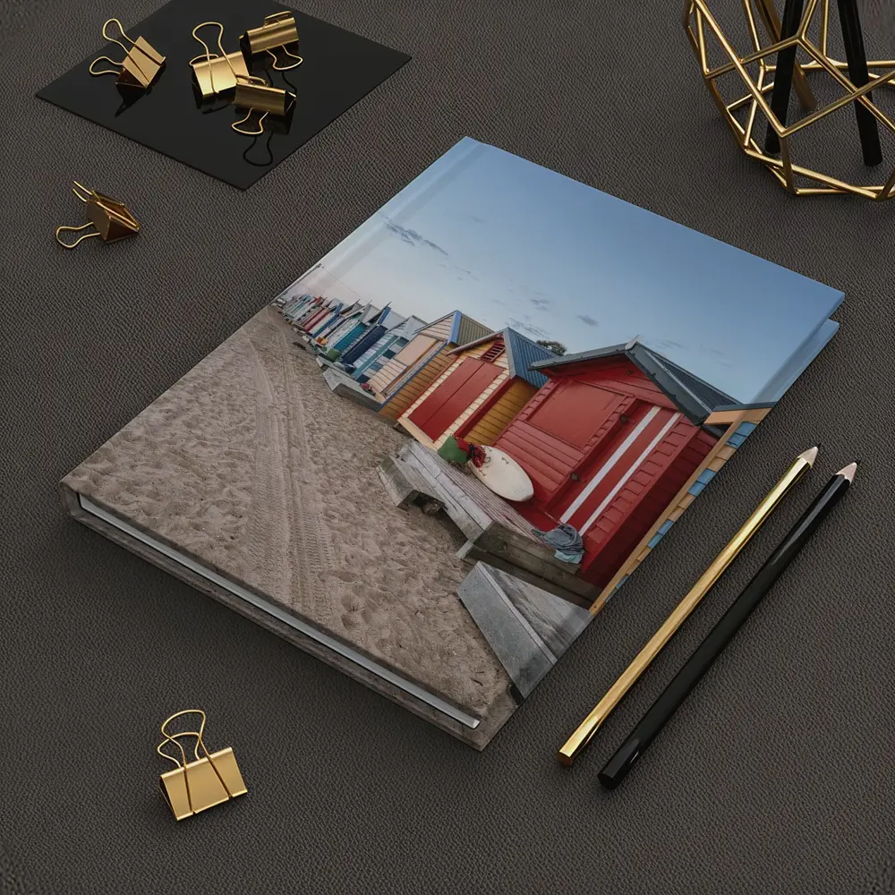 Brighton Beach Huts Colorful Sandy Shore – Notebooks