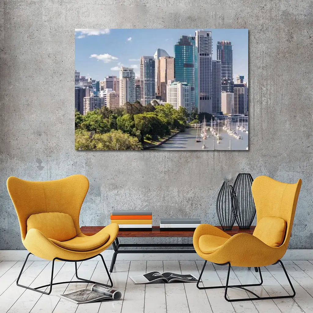 Brisbane City Skyline River Boats Australia – Wall Art