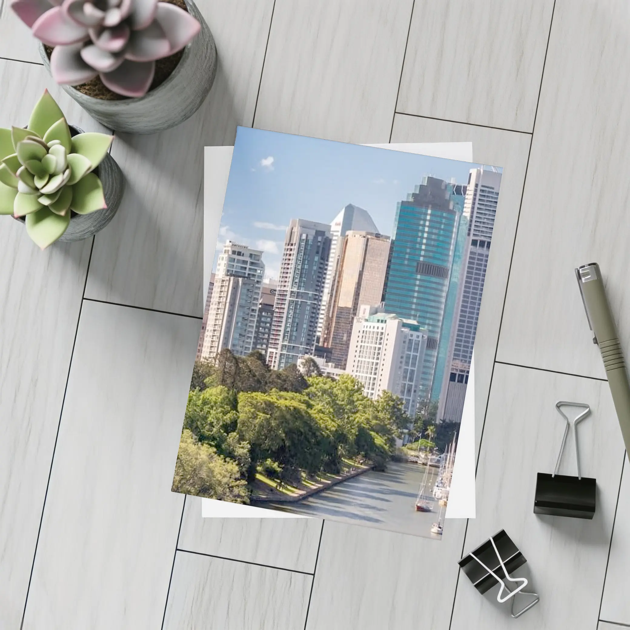 Brisbane City Skyline River Boats Australia – Postcards