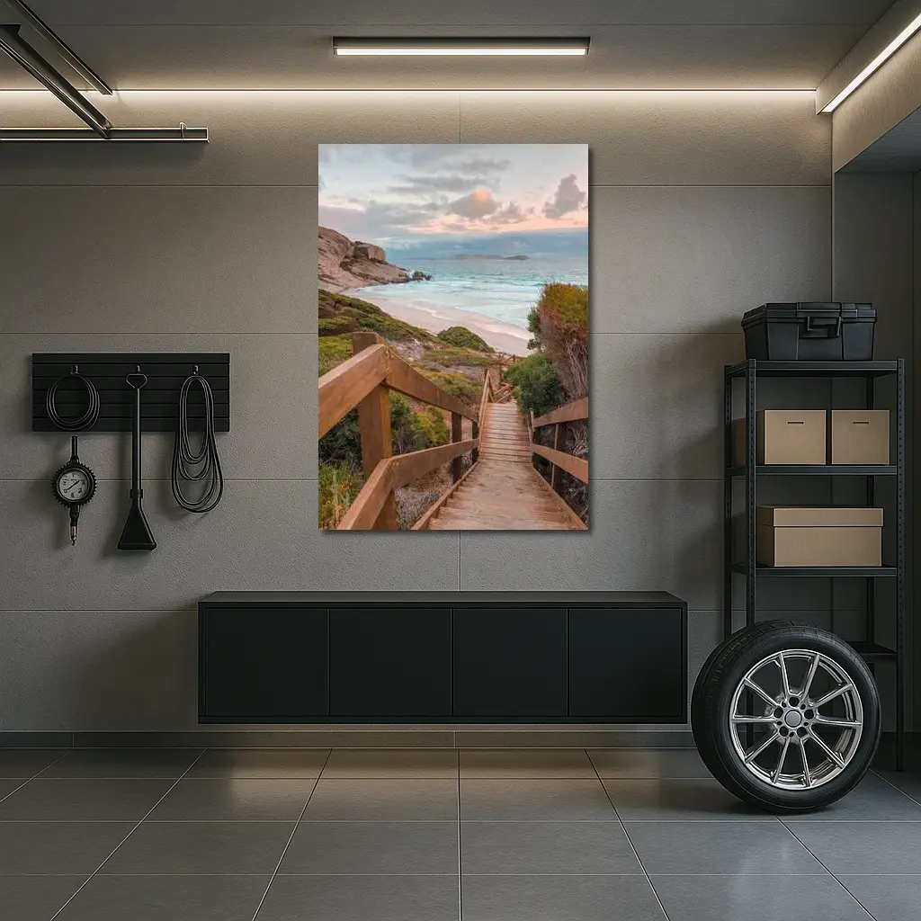Wooden Stairway Leading Down To Beach – Wall Art