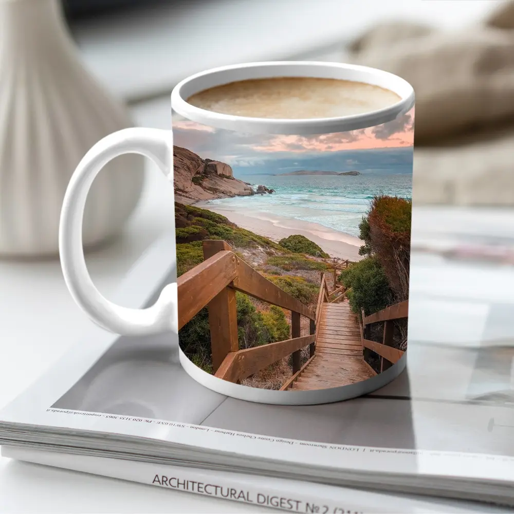 Wooden Stairway Leading Down To Beach – Mugs