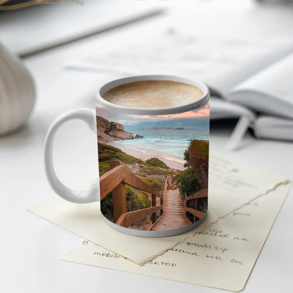 Wooden Stairway Leading Down To Beach – Mugs