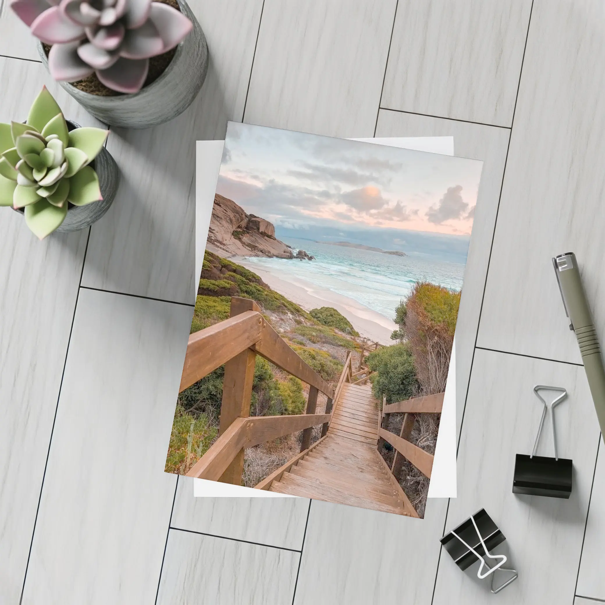 Wooden Stairway Leading Down To Beach – Postcards