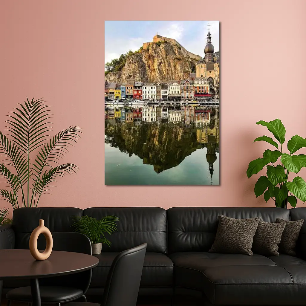 Dinant Belgium Cityscapes River Reflection – Wall Art