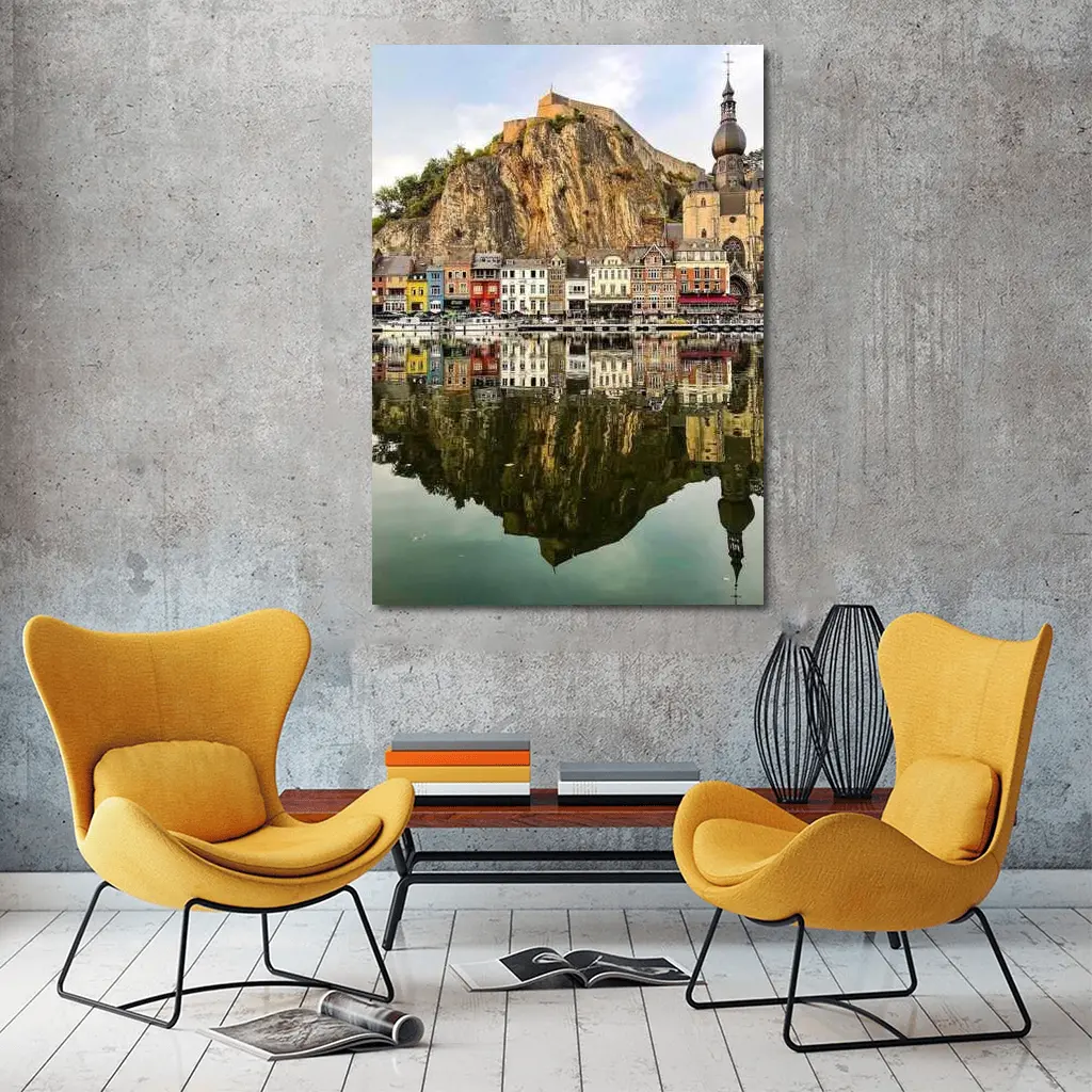 Dinant Belgium Cityscapes River Reflection – Wall Art