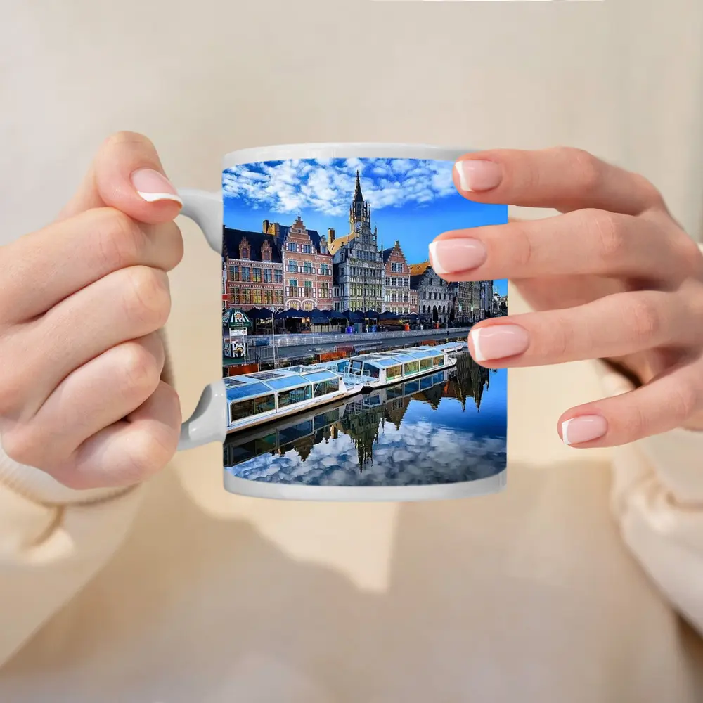 Ghent Canal Historic Guild Houses Belgium – Mugs