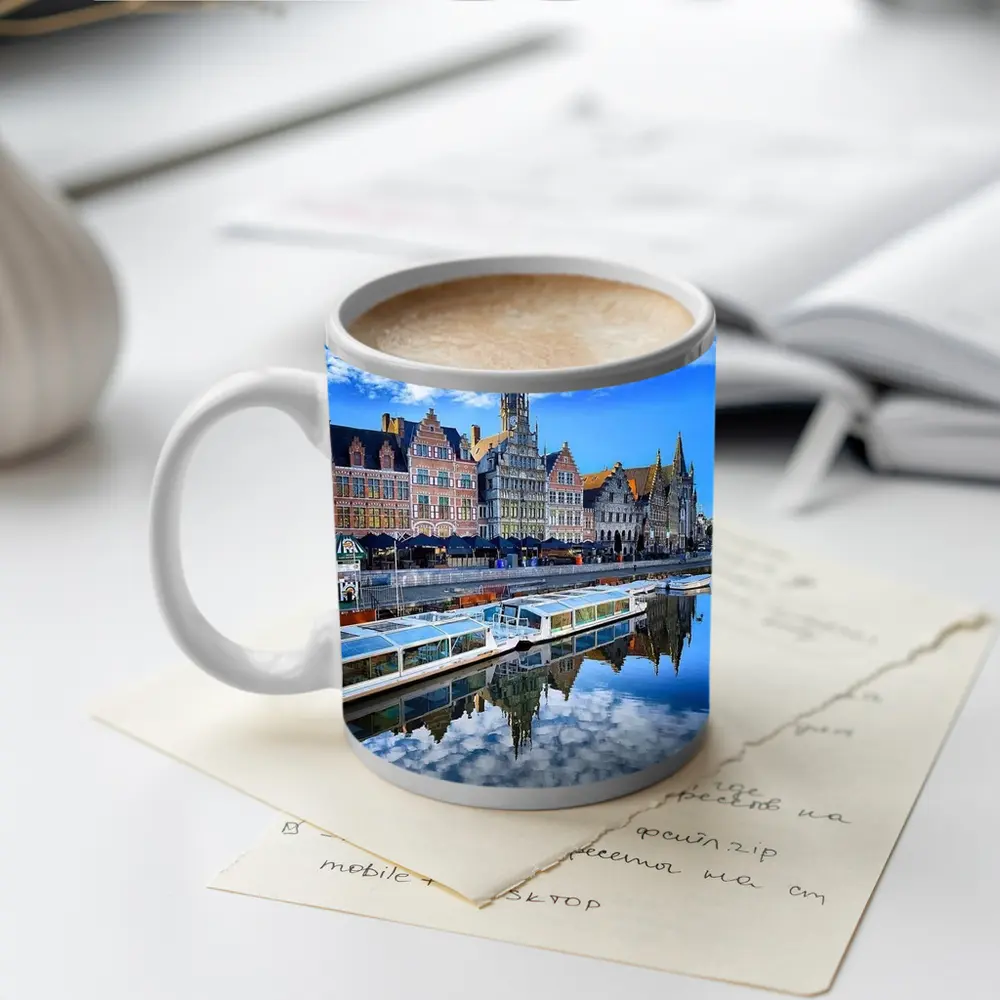 Ghent Canal Historic Guild Houses Belgium – Mugs