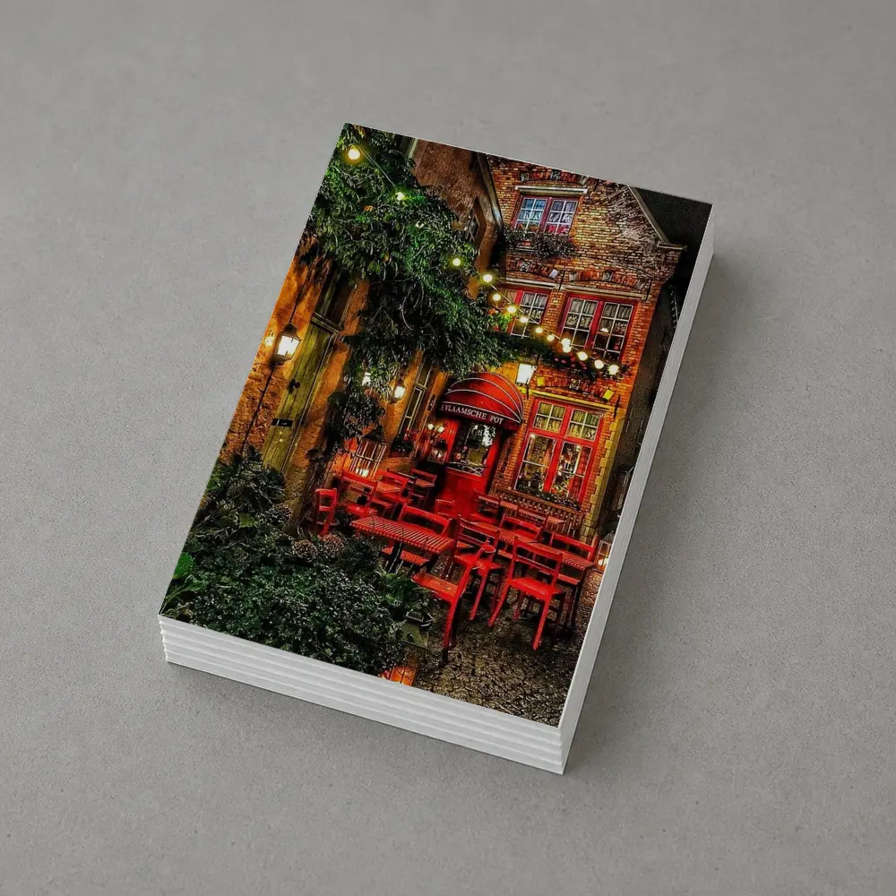 Cozy European Cafe Alley Night Street – Postcards