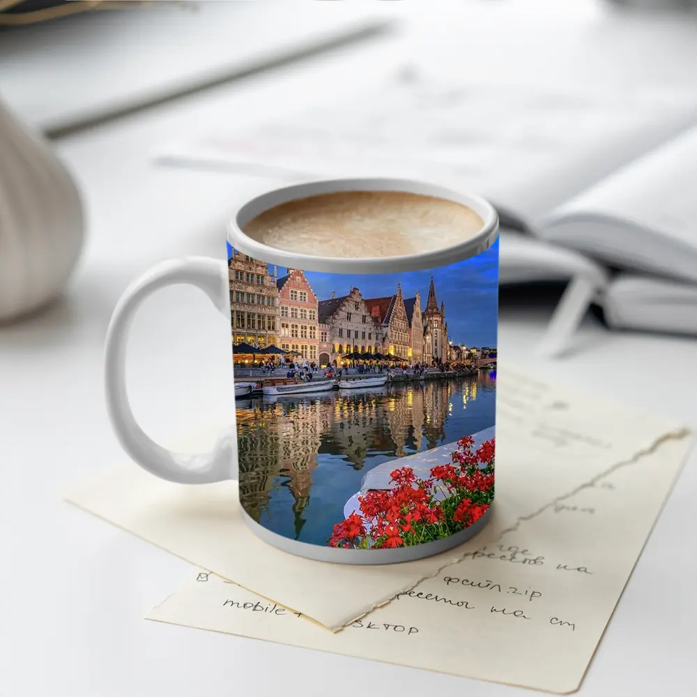 Ghent Canal Medieval Guild Houses Belgium – Mugs