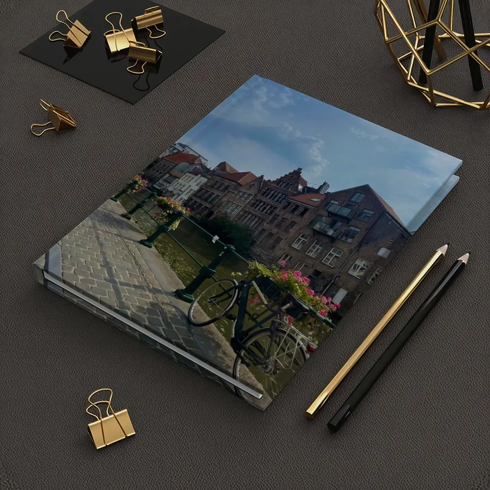 Ghent Canal Bridge Bicycle Brick Buildings – Notebooks
