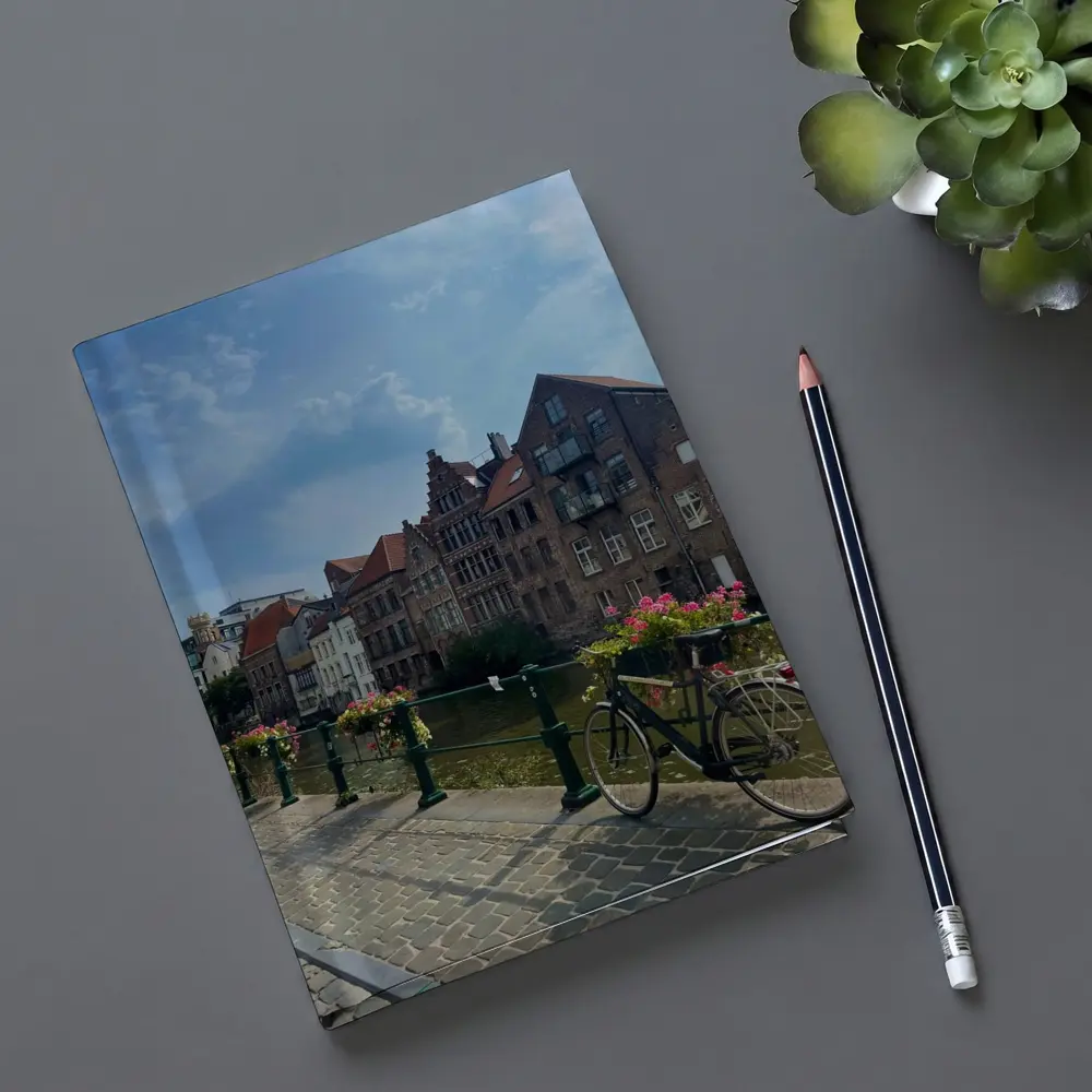 Ghent Canal Bridge Bicycle Brick Buildings – Notebooks