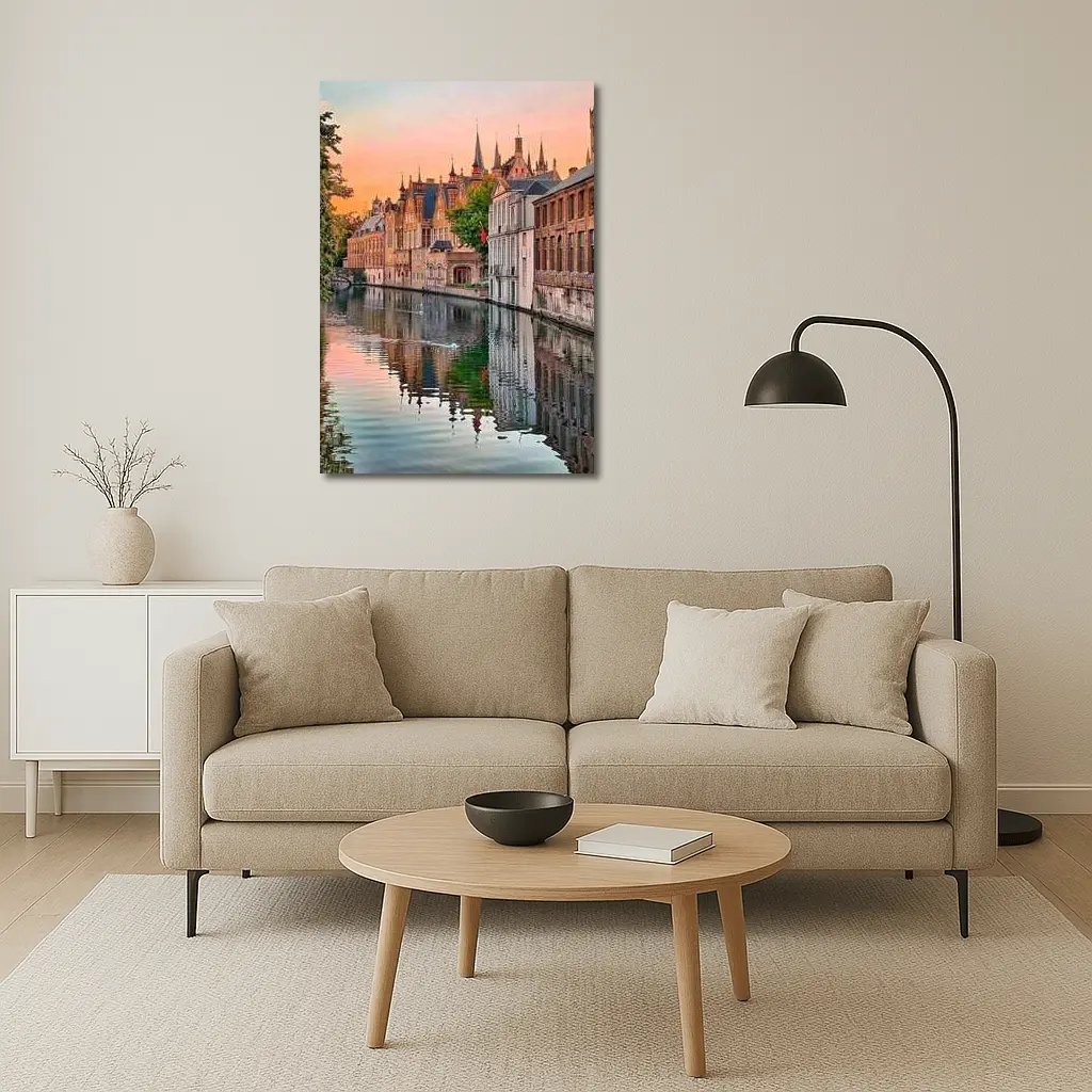 Bruges Belgium Canal Sunset Medieval City – Wall Art