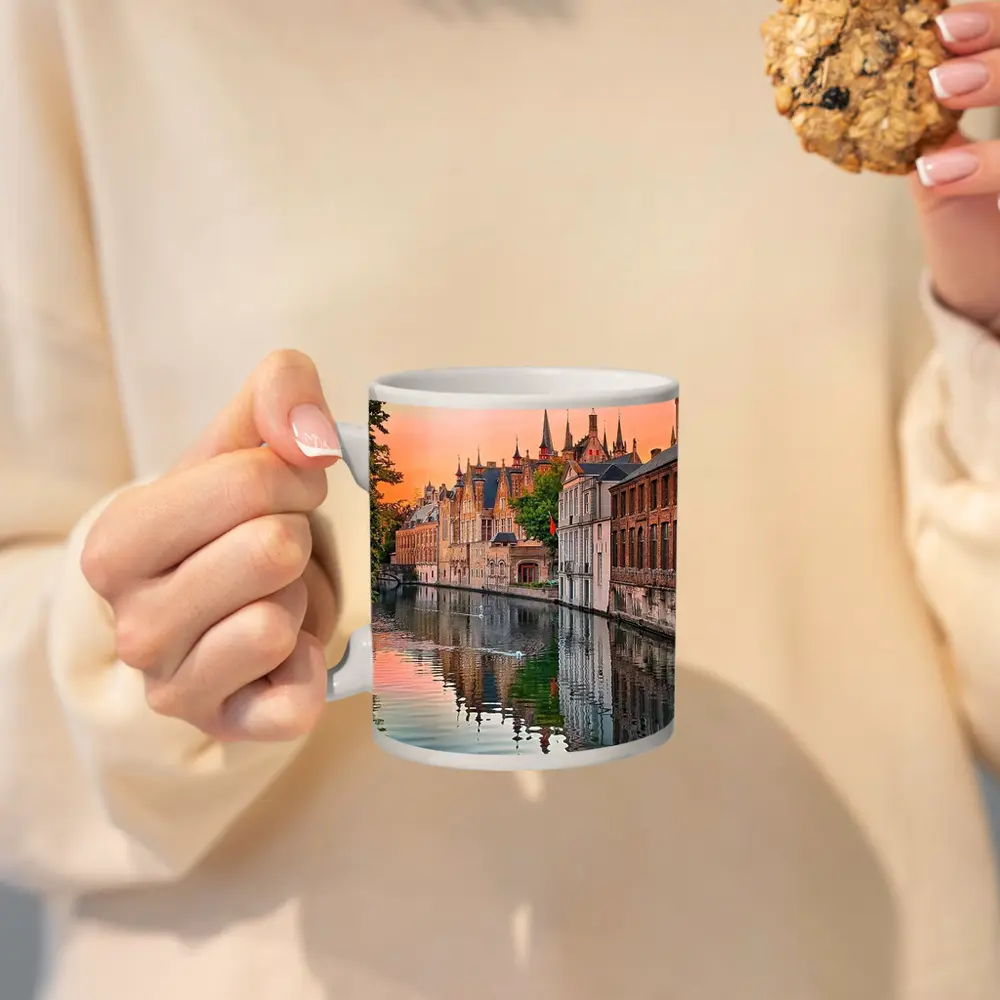 Bruges Belgium Canal Sunset Medieval City – Mugs