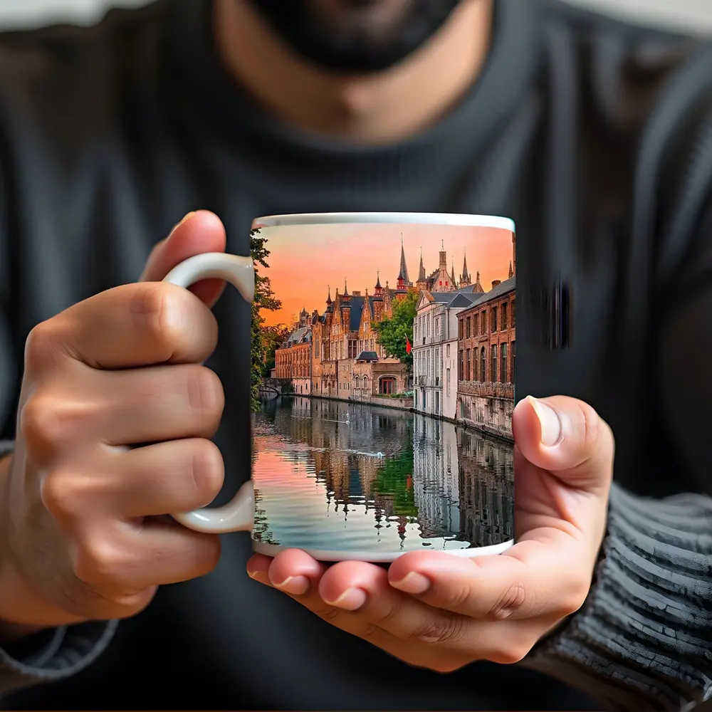 Bruges Belgium Canal Sunset Medieval City – Mugs