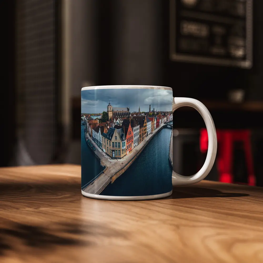 Bruges Belgium Canal Medieval City Aerial View – Mugs