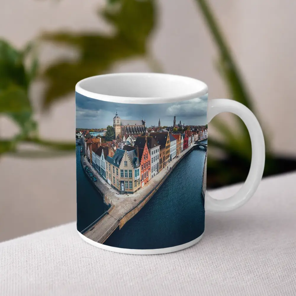 Bruges Belgium Canal Medieval City Aerial View – Mugs