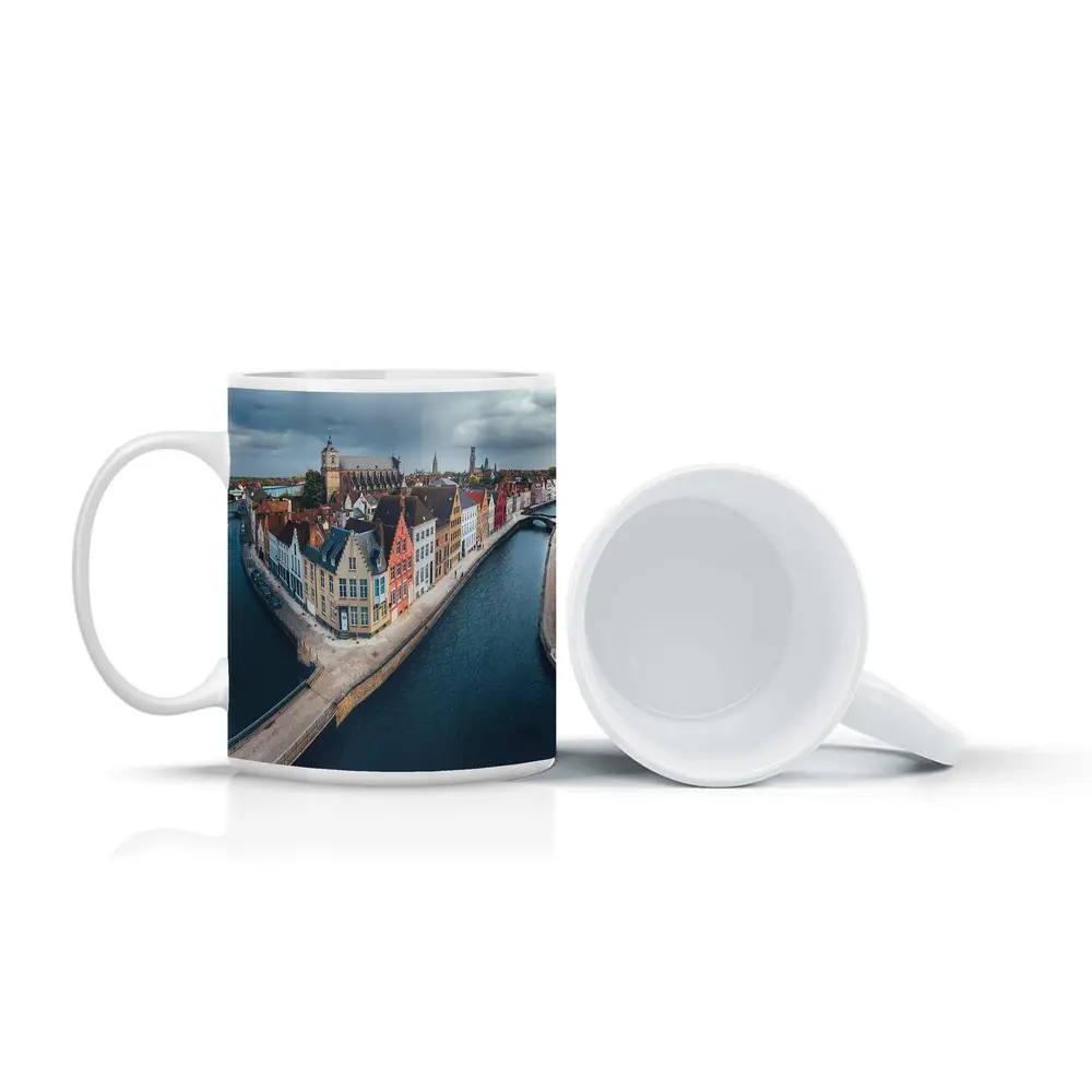 Bruges Belgium Canal Medieval City Aerial View – Mugs
