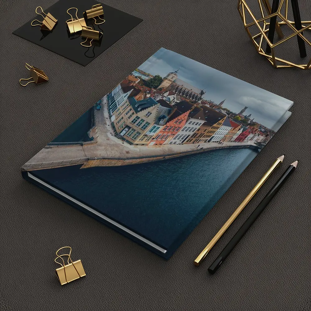 Bruges Belgium Canal Medieval City Aerial View – Notebooks