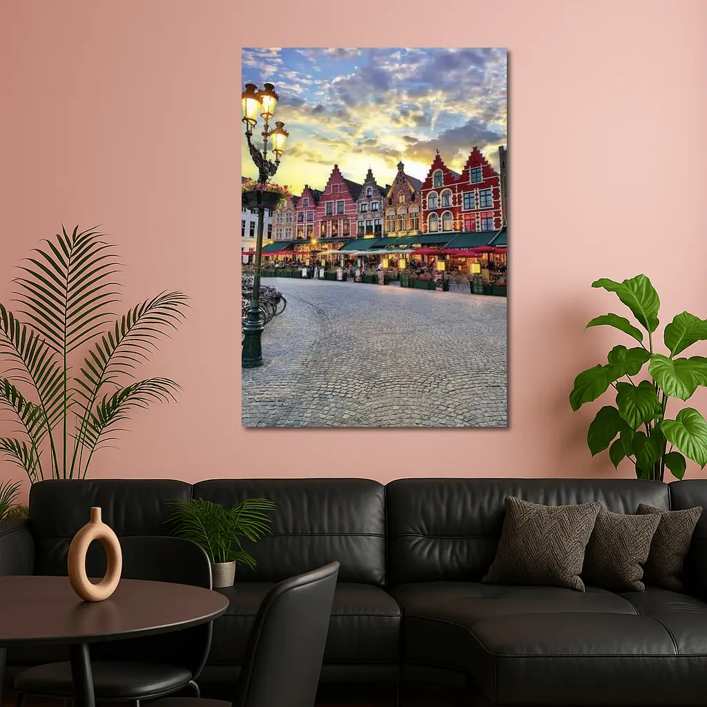 Bruges Market Square Belgium Sunset Glow – Wall Art