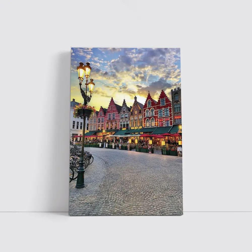 Bruges Market Square Belgium Sunset Glow – Wall Art