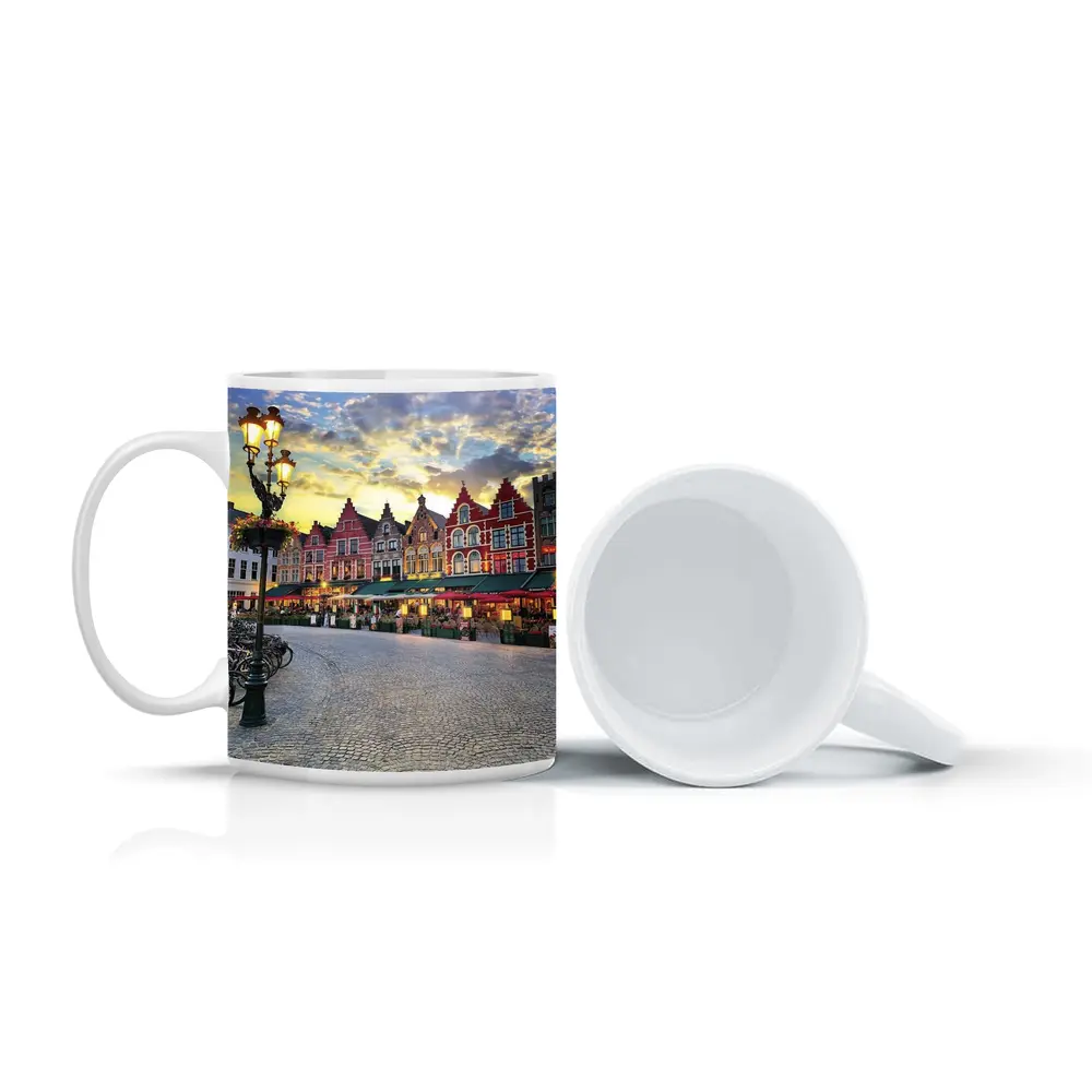 Bruges Market Square Belgium Sunset Glow – Mugs