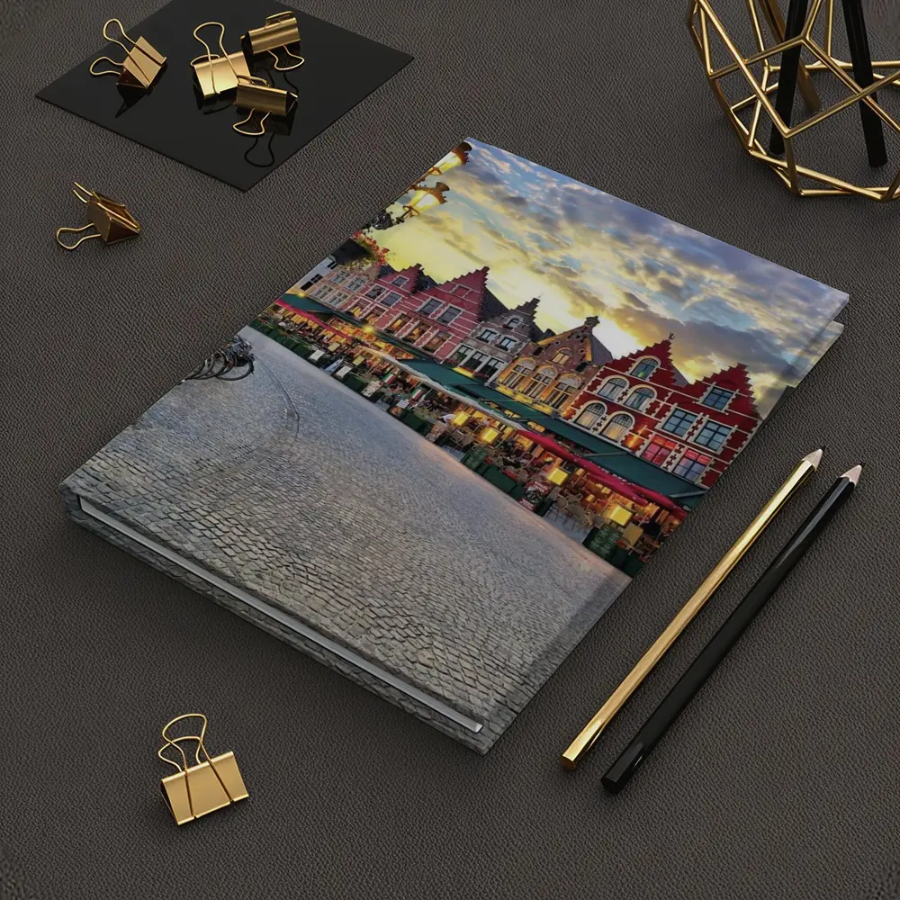 Bruges Market Square Belgium Sunset Glow – Notebooks