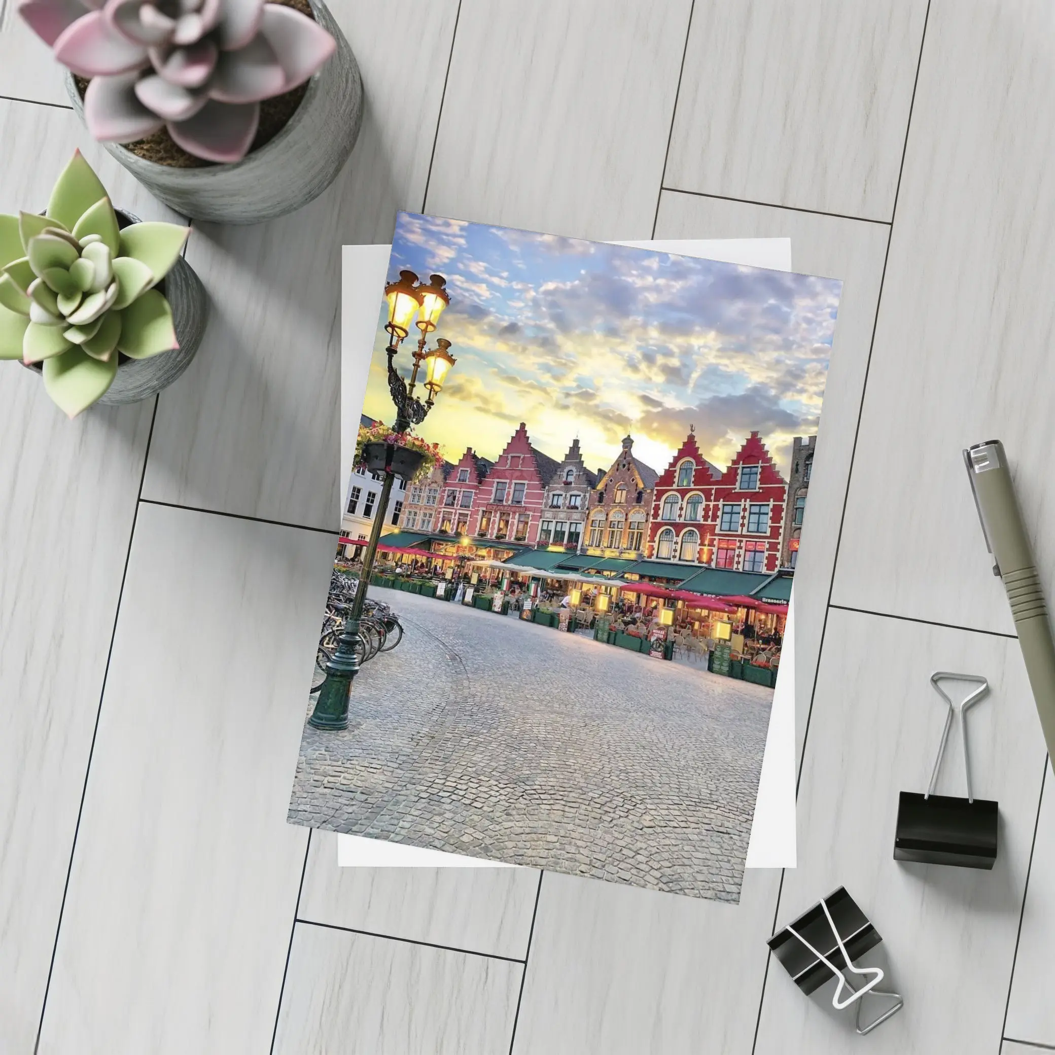 Bruges Market Square Belgium Sunset Glow – Postcards