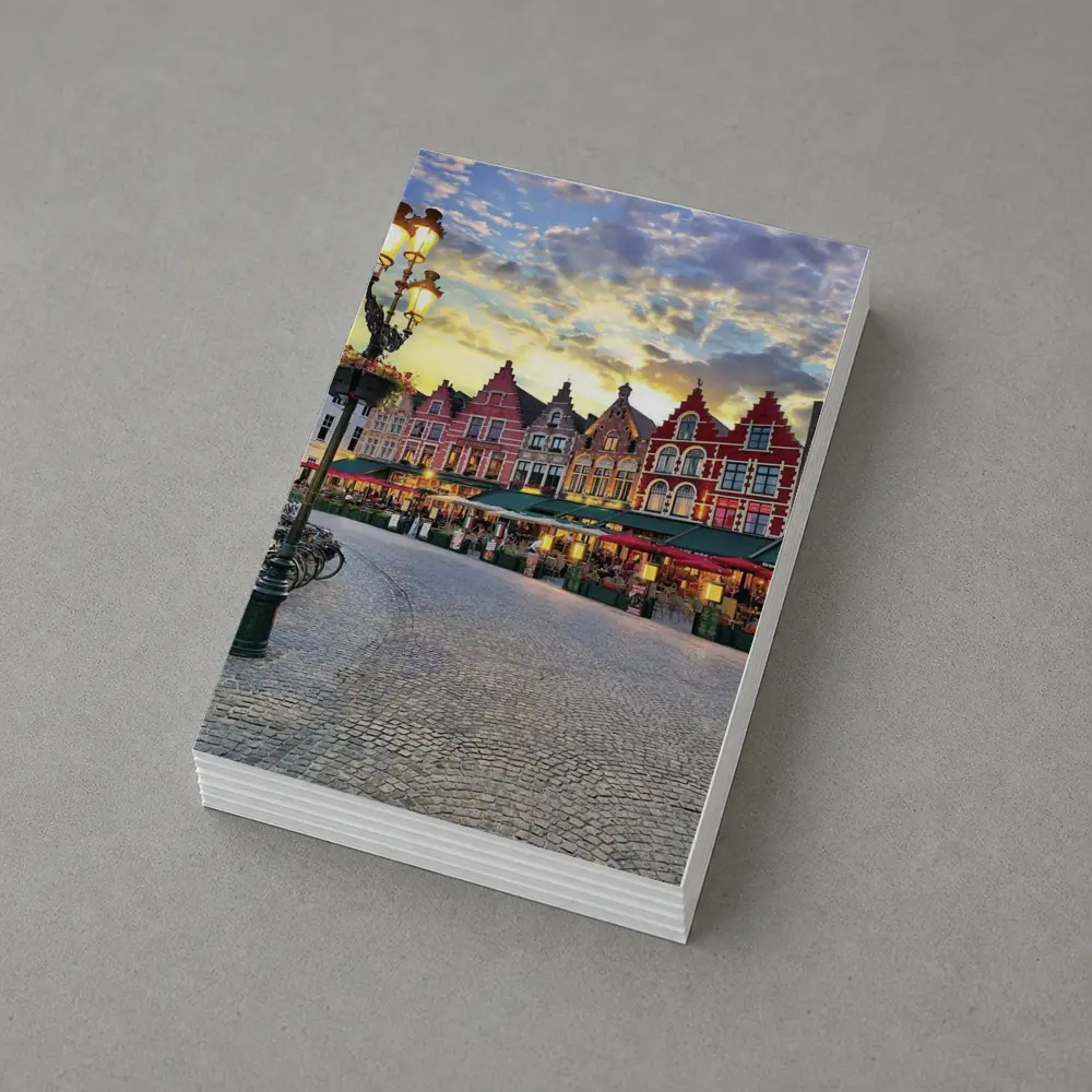 Bruges Market Square Belgium Sunset Glow – Postcards