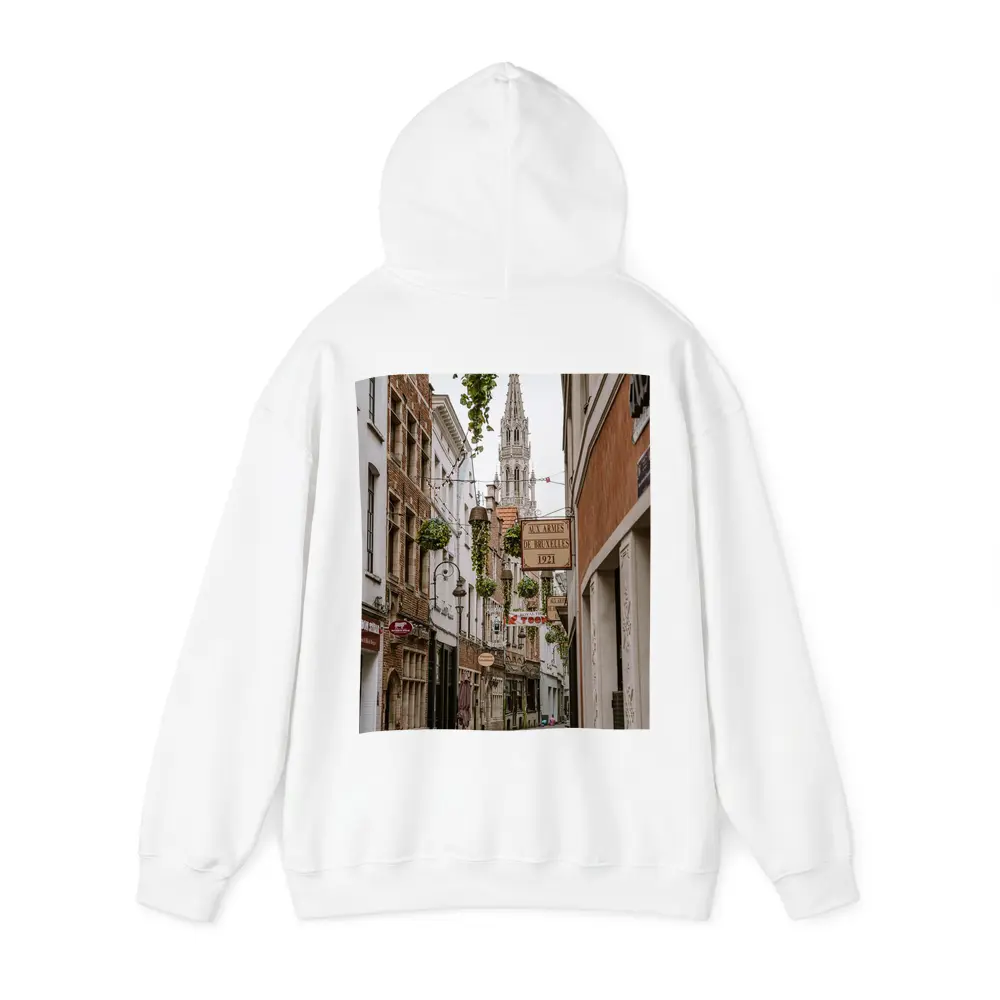 Brussels Old Town Narrow Cobblestone Street Scene – Hoodies