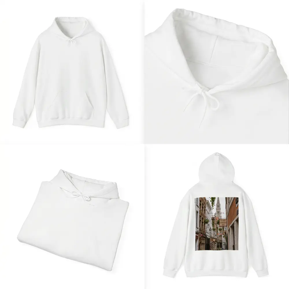 Brussels Old Town Narrow Cobblestone Street Scene – Hoodies