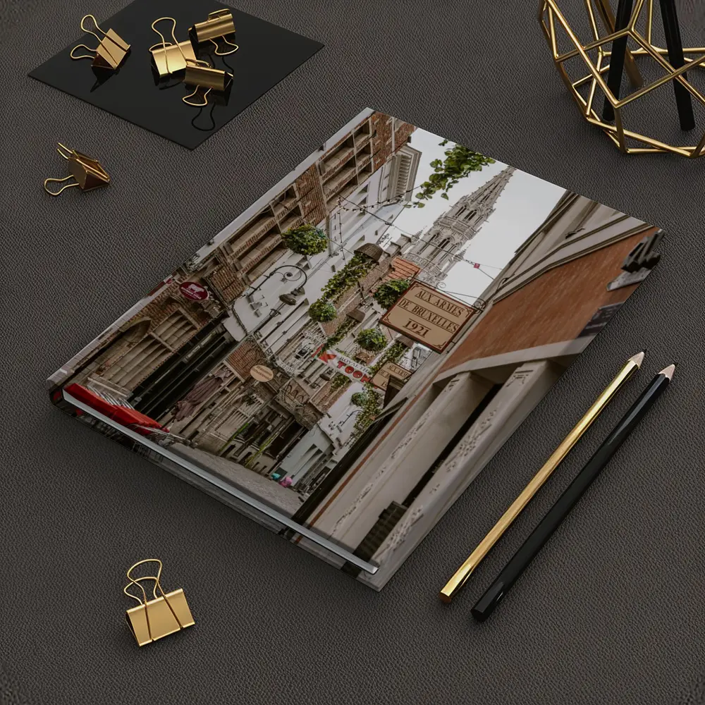 Brussels Old Town Narrow Cobblestone Street Scene – Notebooks